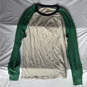Old Navy Green and Gray Long Sleeve Waffle Tee